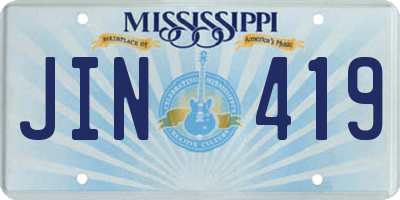 MS license plate JIN419