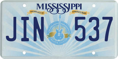MS license plate JIN537