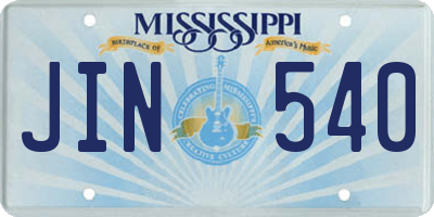 MS license plate JIN540