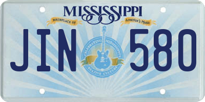 MS license plate JIN580