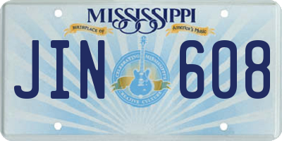 MS license plate JIN608