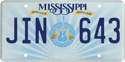 MS license plate JIN643