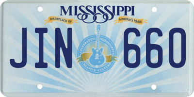 MS license plate JIN660