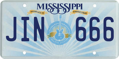 MS license plate JIN666