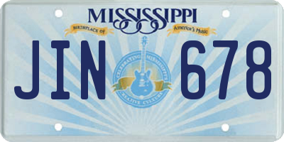 MS license plate JIN678
