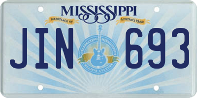 MS license plate JIN693