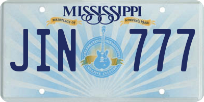 MS license plate JIN777
