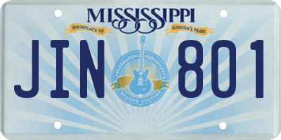 MS license plate JIN801