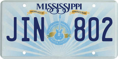 MS license plate JIN802