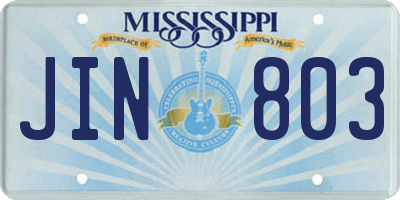 MS license plate JIN803