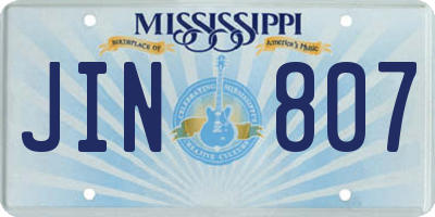 MS license plate JIN807