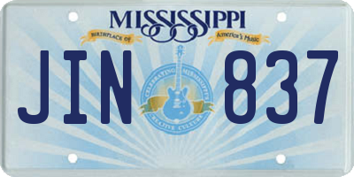 MS license plate JIN837