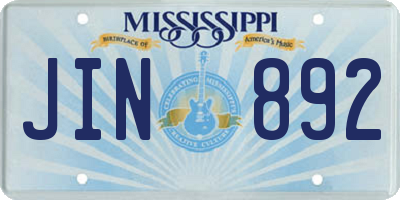 MS license plate JIN892