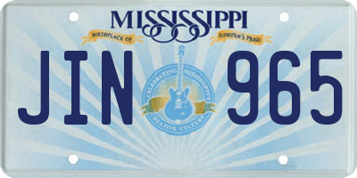 MS license plate JIN965