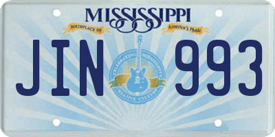 MS license plate JIN993