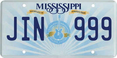 MS license plate JIN999