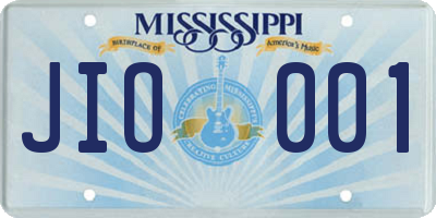 MS license plate JIO001