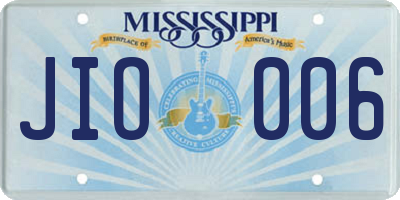 MS license plate JIO006