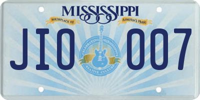 MS license plate JIO007