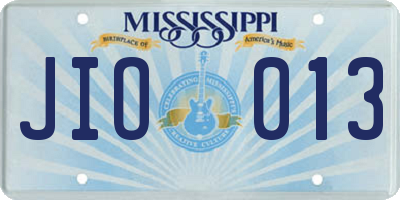 MS license plate JIO013
