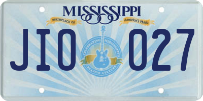MS license plate JIO027