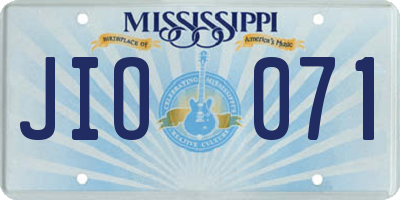 MS license plate JIO071