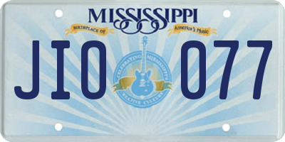 MS license plate JIO077