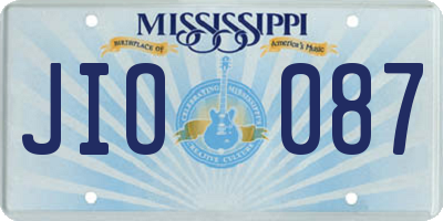 MS license plate JIO087