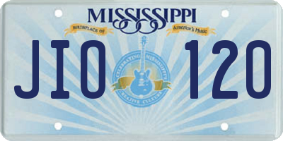 MS license plate JIO120