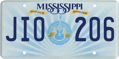 MS license plate JIO206