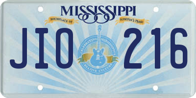 MS license plate JIO216