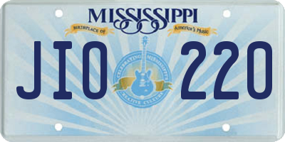 MS license plate JIO220