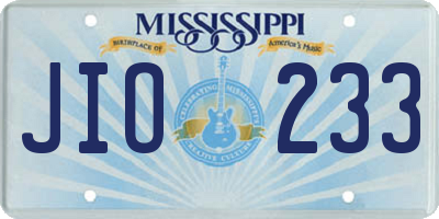 MS license plate JIO233