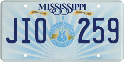 MS license plate JIO259