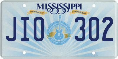 MS license plate JIO302
