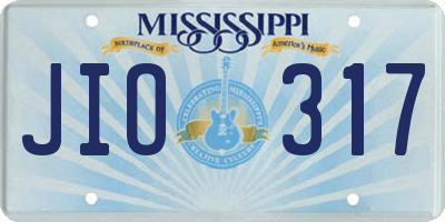 MS license plate JIO317