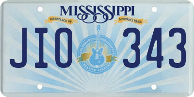 MS license plate JIO343