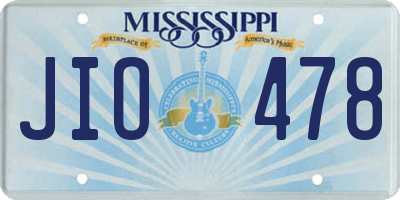 MS license plate JIO478
