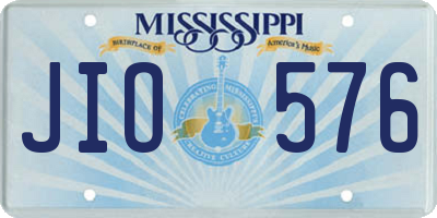 MS license plate JIO576