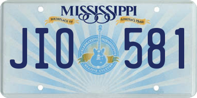 MS license plate JIO581