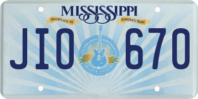MS license plate JIO670