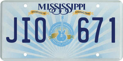MS license plate JIO671