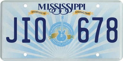 MS license plate JIO678