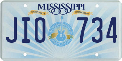 MS license plate JIO734