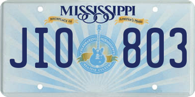 MS license plate JIO803