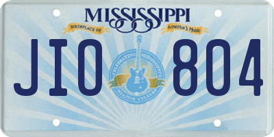 MS license plate JIO804