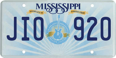 MS license plate JIO920