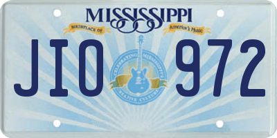 MS license plate JIO972