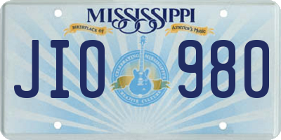 MS license plate JIO980