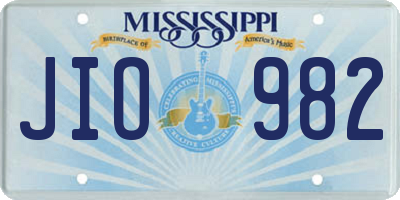 MS license plate JIO982